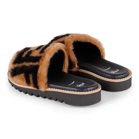 fake fendi fur slides|Fendi denim slides.